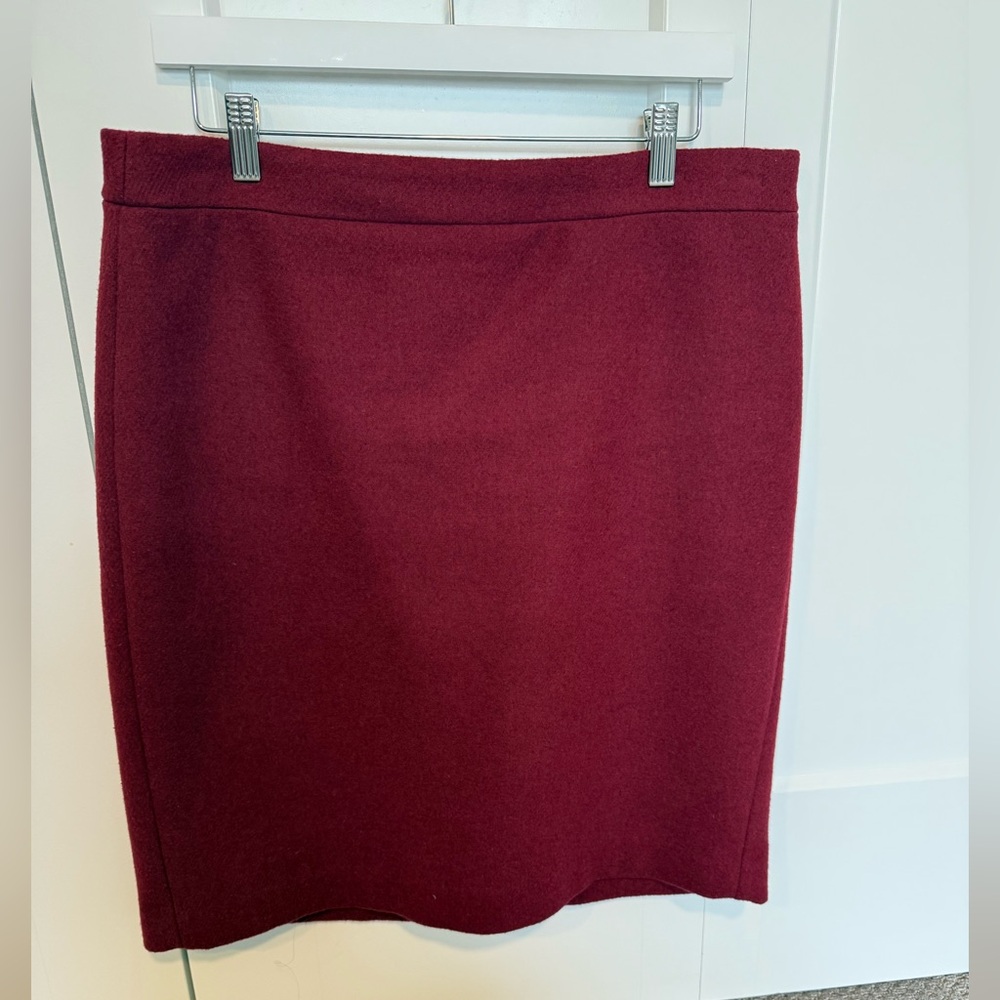 J Crew Elegant Wool Burgundy Skirt